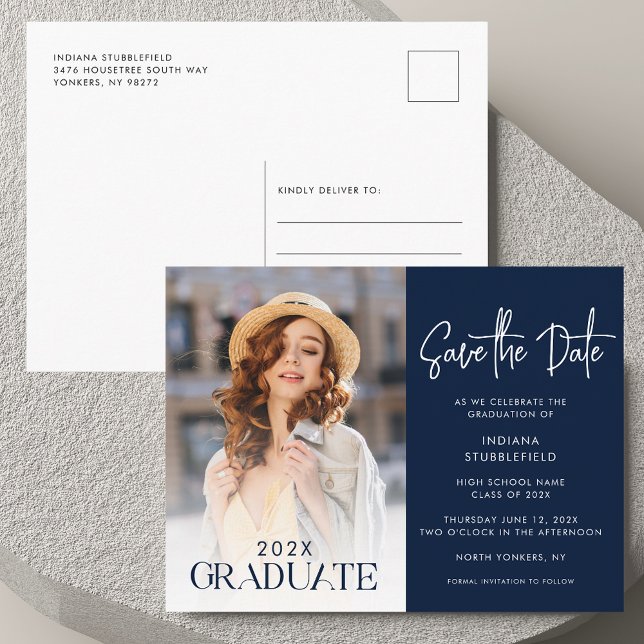 Carte Postale Faire-part Graduation 2025 Photo Enregistrer la date Grad (Graduation 2025 Photo Save the Date Grad Announcement Postcard)