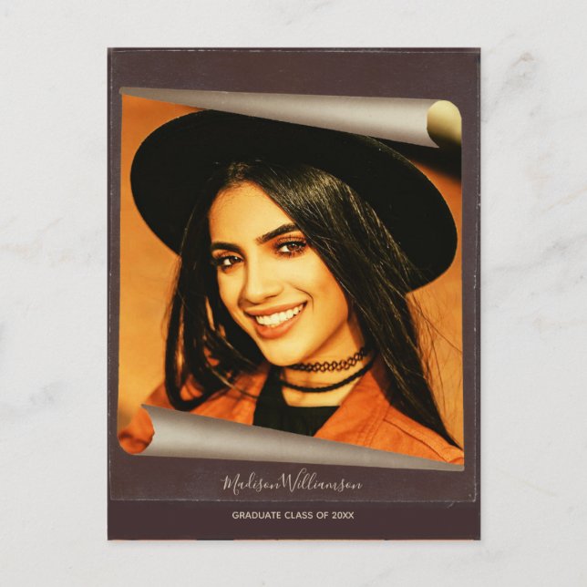 Carte Postale Faire-part Graduation Boho Rustic Photo Merci Note (Devant)
