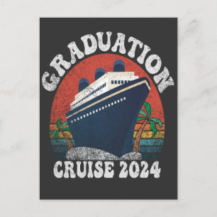 Carte Postale Faire-part Graduation Cruise 2024 Drôle été vacances Rétro
