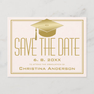Carte Postale Faire-part Graduation Enregistrer la date Chic Blush Gold Cas