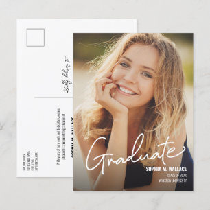 Carte Postale Faire-part Graduation minimaliste de la photo verticale moder