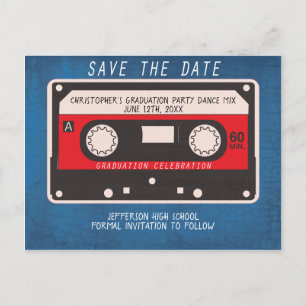 Carte Postale Faire-part Graduation Party Enregistrer La Date Retro Tape So