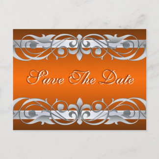 Carte Postale Faire-part Grand Duchesse Argent Orange Enregistrer La Date C