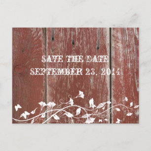 Carte Postale Faire-part Grange en Bois Rouge Ancien Enregistrer la Date