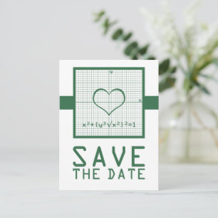 Carte Postale Faire-part Graphique en mathématiques du coeur vert Enregistr