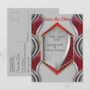 Carte Postale Faire-part Gras moderne métal 3D Gris rouge texture look