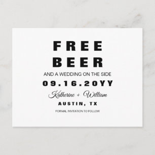 Carte Postale Faire-part Gratuit Bière amusante Mariage simple Sauvez la da