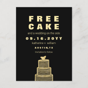 Carte Postale Faire-part Gratuit Gâteau Amusant et Mariage Sauvons La Date