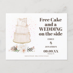 Carte Postale Faire-part Gratuit Gâteau Mariage Sur Le Côté Boho Sauvegarde