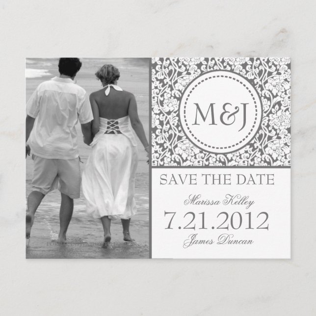 Carte Postale Faire-part Gray gothique sur la floraison blanche Enregistrer (Devant)