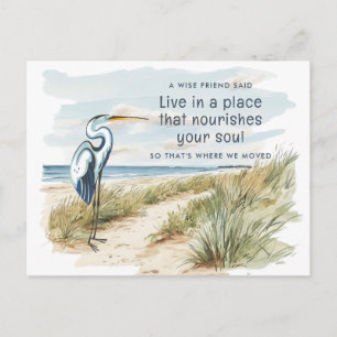 Carte Postale Faire-part Great Blue Heron Beach Scene Nouvelle adresse