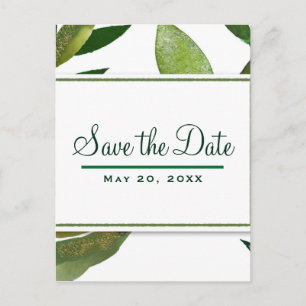 Carte Postale Faire-part Green Botanical Glam Plantes Feuilles Enregistrer 
