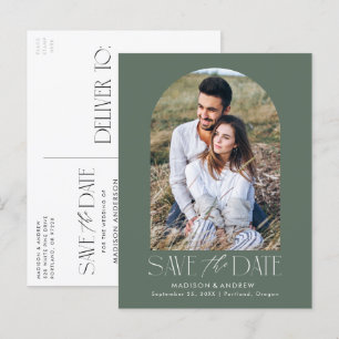 Carte Postale Faire-part Green   Photo simple Arc moderne Enregistrer la da