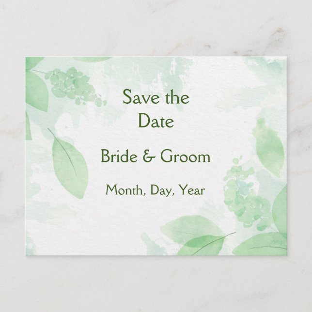 Carte Postale Faire-part Greenery Botanical Foliage Save the Date Nature (Devant)