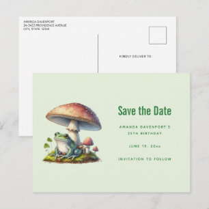 Carte Postale Faire-part Grenouille sous un champignon Mignon Nature