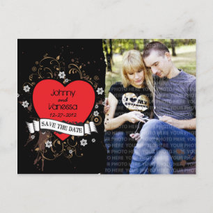 Carte Postale Faire-part Grungy Heart Rock & Roll Photo Enregistrer la date