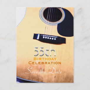Carte Postale Faire-part Guitare Folk 55e Anniversaire Sauvegarder la Date 
