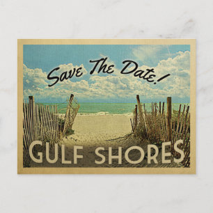 Carte Postale Faire-part Gulf Shores Enregistrer La Date Vintage Beach Naut