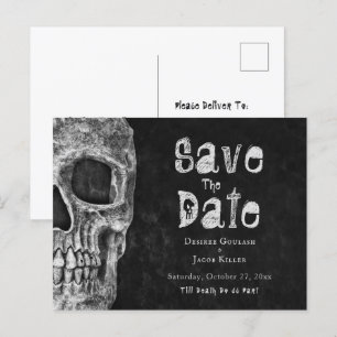 Carte Postale Faire-part Halloween Gothique Du Crâne Enregistrer La Date