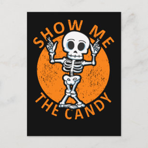 Carte Postale Faire-part Halloween Montrez-moi le squelette de bonbon
