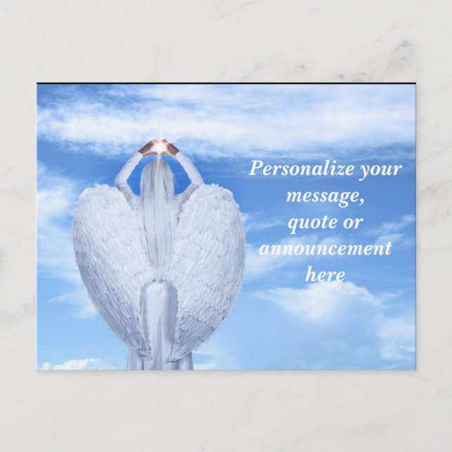 Carte Postale Faire-part Halo d'ange et ailes personnalisés (Devant)