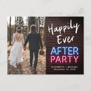 Carte Postale Faire-part Happily Ever After Party Neon Lights Photo Wedding