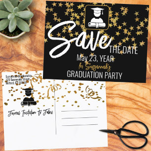 Carte Postale Faire-part Haut à confettis dorés sur mesure pour la remise d