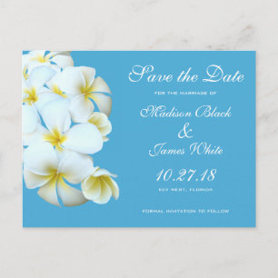 Carte Postale Faire-part Hawaiian Plumeria Flowers Enregistrer la date Cart