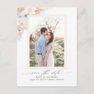 Carte Postale Faire-part Herbe des Pampas Fleur Tropicale Photo Enregistrem