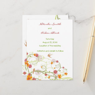 Carte Postale Faire-part Hibiscus Jaune & Hirondelles Florales Enregistrer