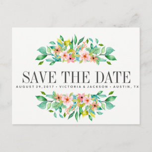 Carte Postale Faire-part Hibiscus tropical   MARIAGE enregistrer la date