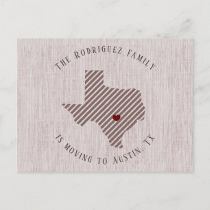 Carte Postale Faire-part Hill Country Rose Linen et Heart Texas Moving
