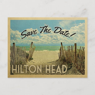 Carte Postale Faire-part Hilton Head Enregistrez la Date Vintage Beach Naut