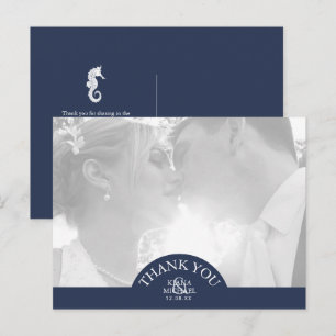 Carte Postale Faire-part Hippocampe Blue Wave Mariage Remerciements ID836