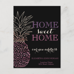 Carte Postale Faire-part Home Sweet Home, Ananas, Noir Nouvelle adresse