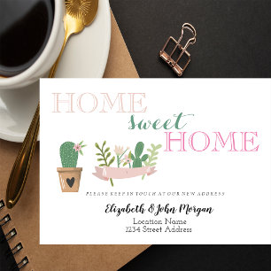 Carte Postale Faire-part Home Sweet Home, Annonce Fleur de Cactus