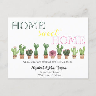 Carte Postale Faire-part Home Sweet Home, Cactus Floral Nouvelle adresse