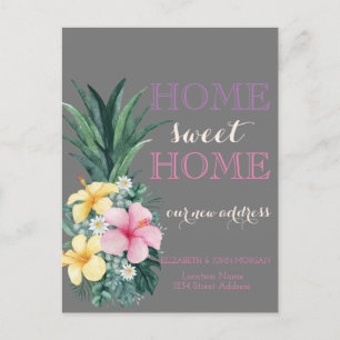 Carte Postale Faire-part Home Sweet Home, Fleurs d'ananas Nouvelle Adresse