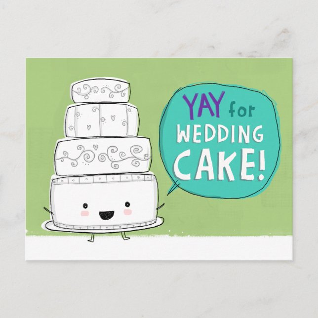 Carte Postale Faire-part Hourra pour le gâteau de mariage ! Annonce de mari (Devant)