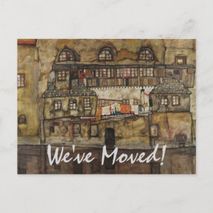 Carte Postale Faire-part House Wall on River par Schiele, Changement d'adre