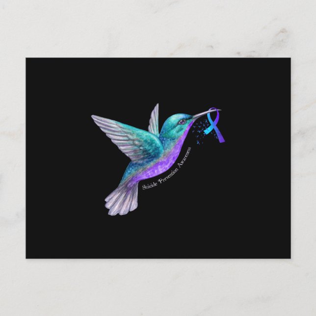 Carte Postale Faire-part Hummingbird Purple Blue Ribbon Prévention du suici (Devant)