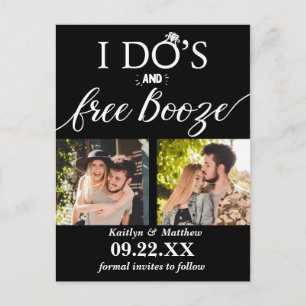 Carte Postale Faire-part I Do's & Free Booze Modern Wedding Enregistrer la