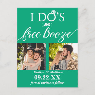 Carte Postale Faire-part I Do's & Free Booze Modern Wedding Enregistrer la