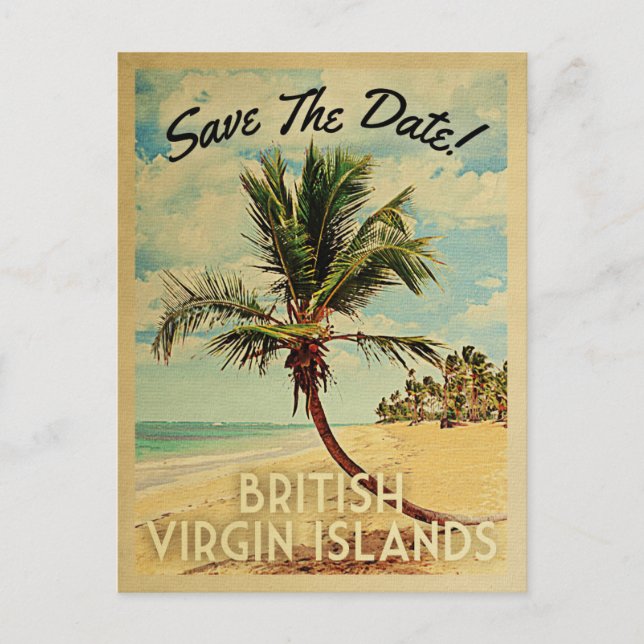 Carte Postale Faire-part Îles Vierges britanniques Enregistrer la date Vint (Devant)