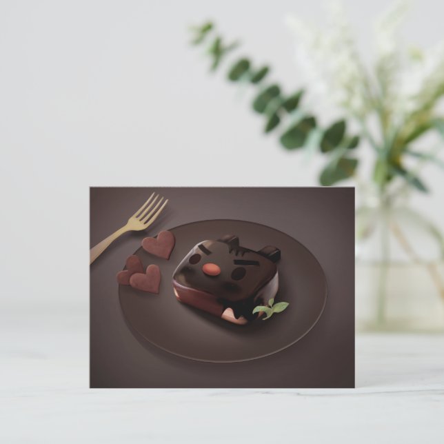 Carte Postale Faire-part Illustration de Brownie au chocolat (Debout devant)