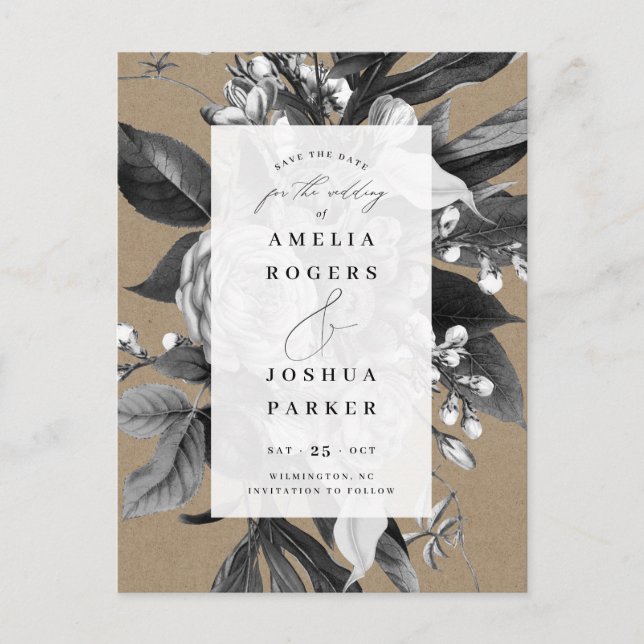 Carte Postale Faire-part Industrie Rustique Chic Floral Enregistrer La Date (Devant)
