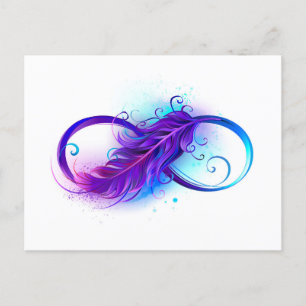 Carte Postale Faire-part Infini avec plume violette