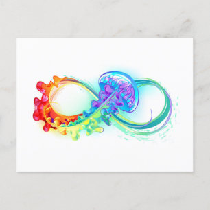 Carte Postale Faire-part Infinity avec Rainbow Jellyfish