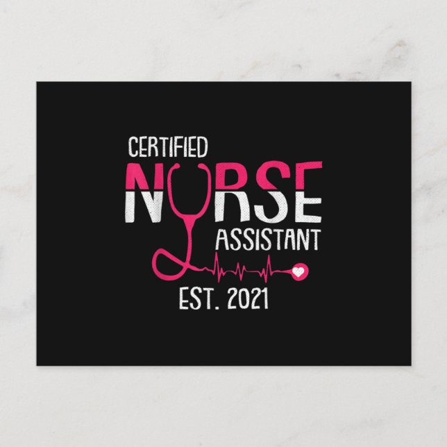 Carte Postale Faire-part Infirmière diplômée Est 2021 CNA Nurse Assistant (Devant)
