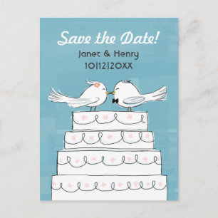 Carte Postale Faire-part Inséparables Mariage Cake Kiss Enregistrer la date